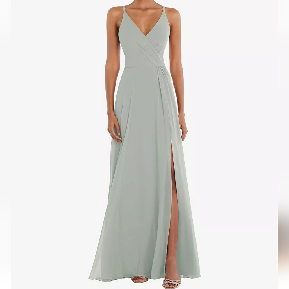 After Six Faux Wrap Criss Cross Back Dress Style 1557